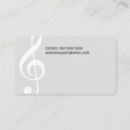 Privé lessen muziekdocent bord grijs visitekaartje (Achterkant)