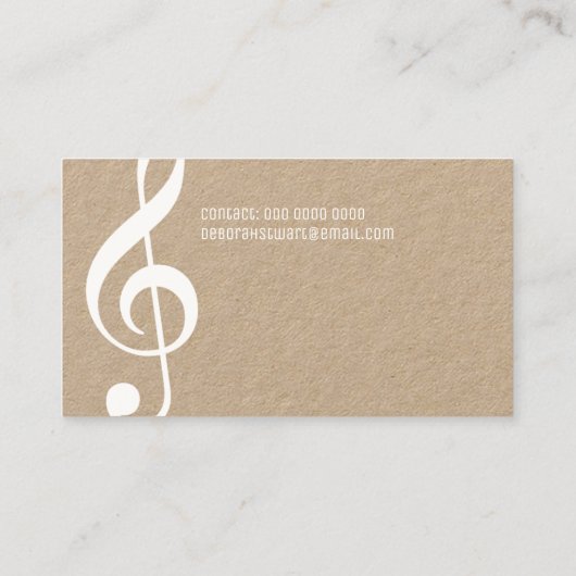 Privé lessen Muziekleraar Rustiek Kraft Visitekaartje (Achterkant)