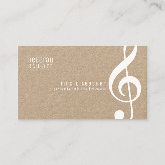 Privé lessen Muziekleraar Rustiek Kraft Visitekaartje (Voorkant)