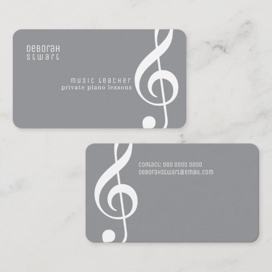 Privé-muzieklessen / docent grijs visitekaartje (Voorkant / Achterkant)
