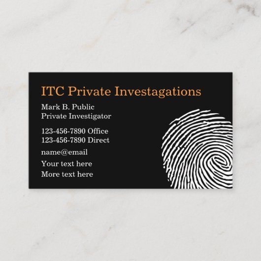 Privé-onderzoeker vingerafdruk thema visitekaartje (Voorkant)