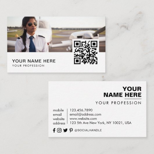 privé piloot QR Code Visitekaartje (Voorkant / Achterkant)