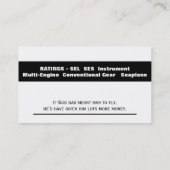 Privé-piloot Visitekaartje (Achterkant)