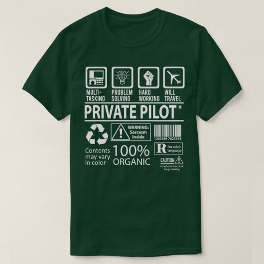 Privé Pilot MultiTasking Gecertificeerd object met T-shirt (Design voorkant)