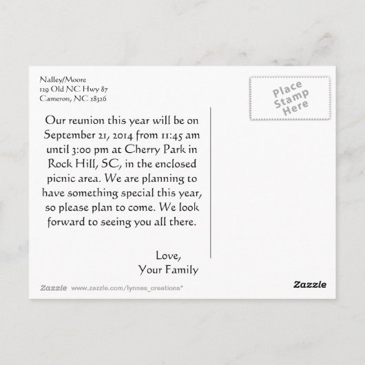 Privé-reüsiekaart Briefkaart (Achterkant)