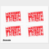 Privé rood rubberstempel effect rechthoekige sticker (Vel)