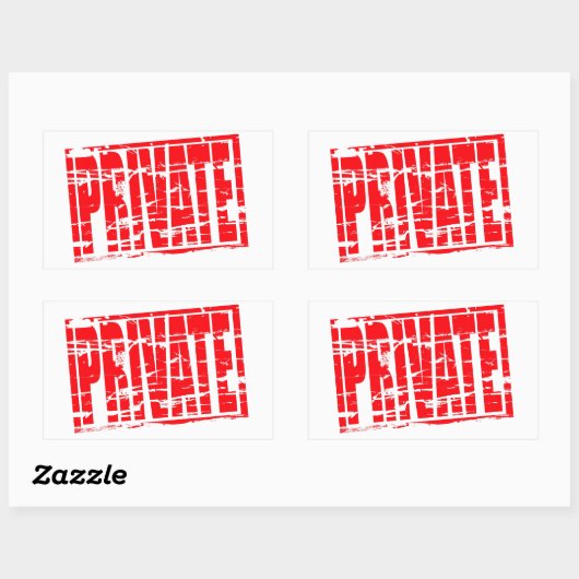 Privé rood rubberstempel effect rechthoekige sticker (Vel)