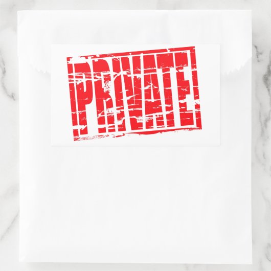 Privé rood rubberstempel effect rechthoekige sticker (Tas)