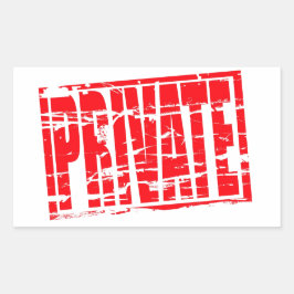 Privé rood rubberstempel effect rechthoekige sticker