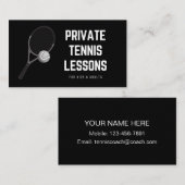 Privé Tennis-lessen zwart-witcoach Visitekaartje (Voorkant / Achterkant)