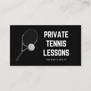 Privé Tennis-lessen zwart-witcoach Visitekaartje