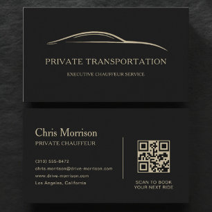 Privé Transport QR Code Zwart & Goud Visitekaartje