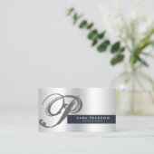 Privé Verpleegster Silver Monogram Visitekaartje (Staand voorkant)