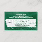 Privé Wiskunde Tutor - Vroege cijfers, elementair Visitekaartje (Achterkant)