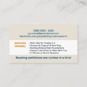 Privé Wiskunde Tutor - Vroege cijfers, elementair Visitekaartje (Achterkant)