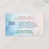 Privé Wiskunde Tutor - Vroege cijfers, elementaire Visitekaartje (Achterkant)