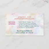 Privé Wiskunde Tutor - Vroege cijfers, elementaire Visitekaartje (Achterkant)