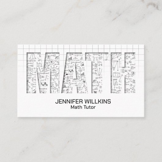 Privé Wiskunde Tutor - Wiskundedocent Visitekaartje (Voorkant)