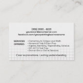 Privé Wiskunde Tutor - Wiskundedocent Visitekaartje (Achterkant)