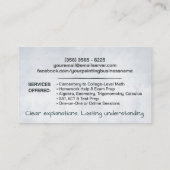 Privé Wiskunde Tutor - Wiskundedocent Visitekaartje (Achterkant)