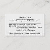 Privé Wiskunde Tutor - Wiskundedocent Visitekaartje (Achterkant)