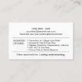 Privé Wiskunde Tutor - Wiskundedocent Visitekaartje (Achterkant)