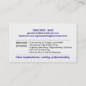 Privé Wiskunde Tutor - Wiskundedocent Visitekaartje (Achterkant)