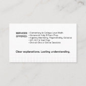 Privé Wiskunde Tutor - Wiskundedocent Visitekaartje (Achterkant)