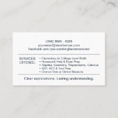 Privé Wiskunde Tutor - Wiskundedocent Visitekaartje (Achterkant)