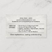 Privé Wiskunde Tutor - Wiskundedocent Visitekaartje (Achterkant)