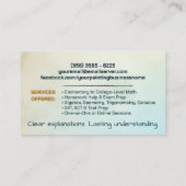 Privé Wiskunde Tutor - Wiskundedocent Visitekaartje (Achterkant)
