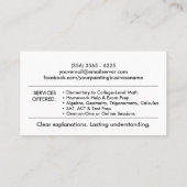 Privé Wiskunde Tutor - Wiskundedocent Visitekaartje (Achterkant)
