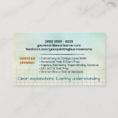 Privé Wiskunde Tutor - Wiskundedocent Visitekaartje (Achterkant)