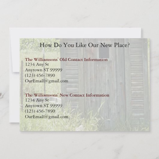 Privéadreswijziging Kaart: landhuis Aankondiging (Achterkant)