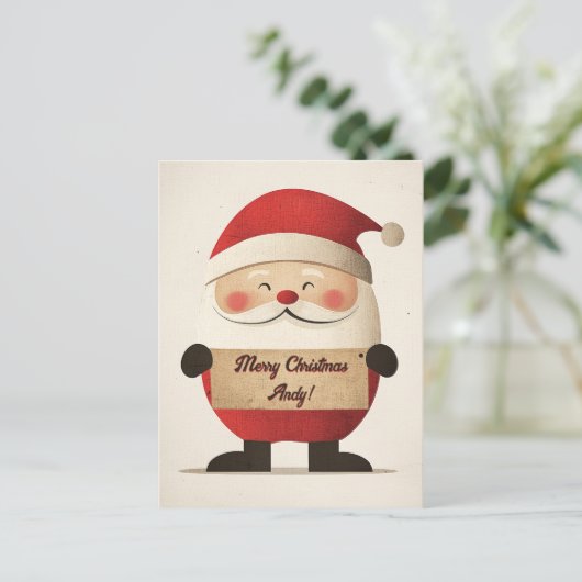 Privébericht van de kerstman feestdagenkaart (Staand voorkant)