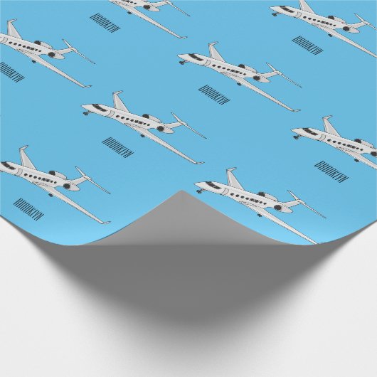 Privéjet cartoon illustratie cadeaupapier (Hoek)