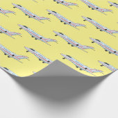 Privéjet cartoonillustratie cadeaupapier (Hoek)