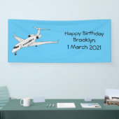 Privéjet cartoonillustratie spandoek (Beurs)