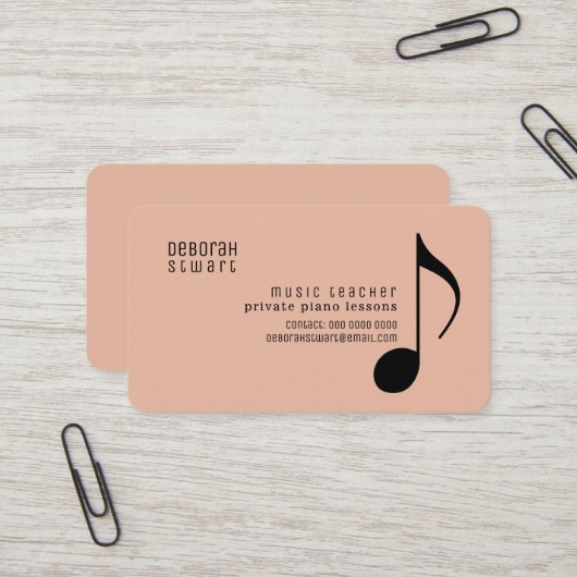 Privélessen muziekleraar boho roos visitekaartje (Voorkant / Achterkant in situ)