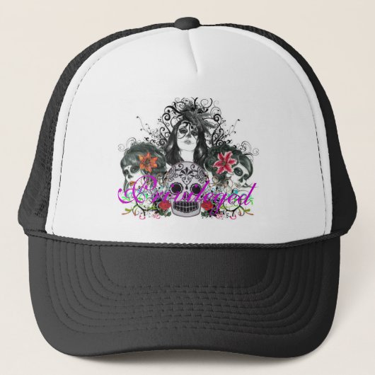 Privileged Dia de Los Muertos Trucker Hat Trucker Pet (Voorkant)
