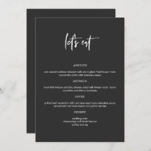 PRIYA Black Modern Edgy 5x7-inch menu Eet