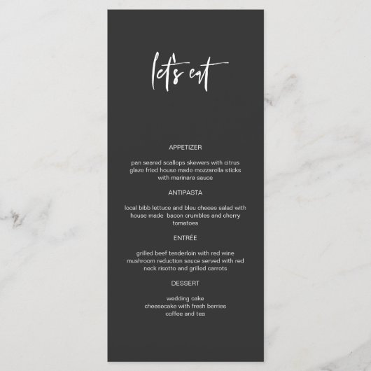 PRIYA Edgy Black Modern Let's Eat Menu (Voorkant)