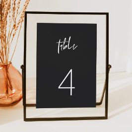 PRIYA Modern Edgy Black Minimalist Table Number Kaart