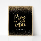 Prize Table Sign Zwart & Goud Glitter Confetti Poster