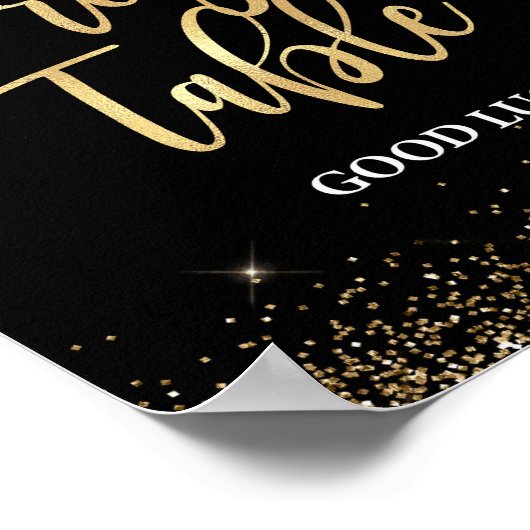 Prize Table Sign Zwart & Goud Glitter Confetti Poster (Hoek)
