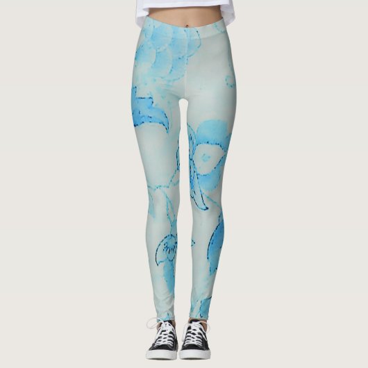 Prizzy Prints - Uniek Blauwgroen Blauw Leggings (Voorkant)