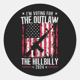 Pro 45 Ik stem op The Outlaw And The Hillbilly Ronde Sticker