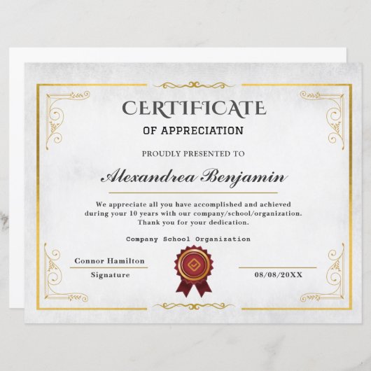 Pro Achievement Appreciate-certificaat (Voorkant / Achterkant)