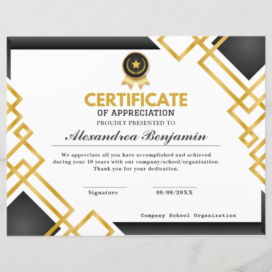 Pro Achievement Appreciate-certificaat (Voorkant)
