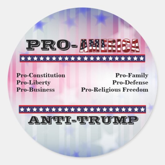 PRO-AMERIKA ANTI-TRUMP RONDE STICKER (Voorkant)